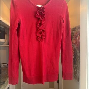 GAP Red Ruffled Long Sleeve Blouse